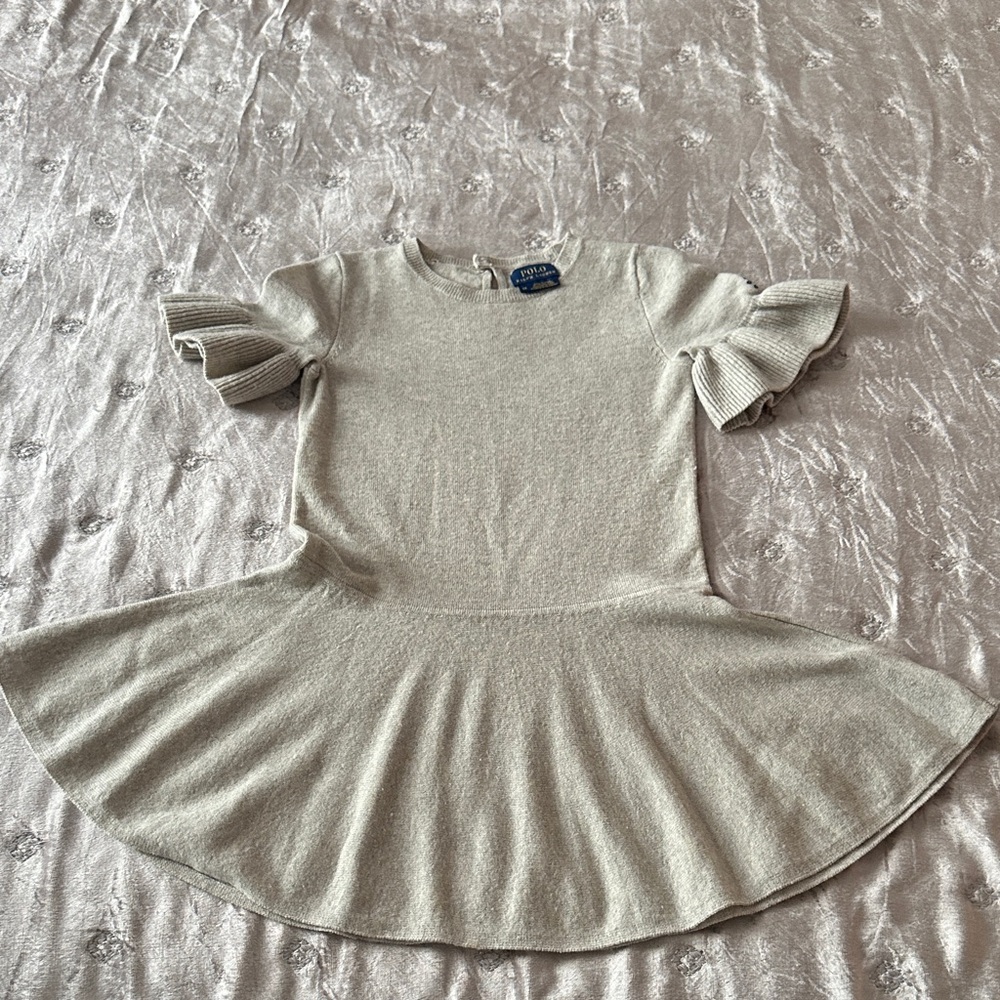 Polo by Ralph Lauren 100% Wool Ruffle Sleeve Girls Dress